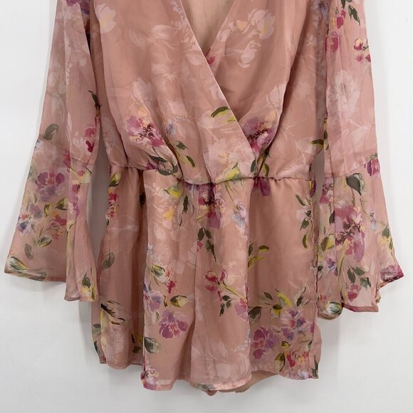GUESS Darla Romper Summer Dreams Vapor Rose Floral Pink Size M - Picture 3 of 11